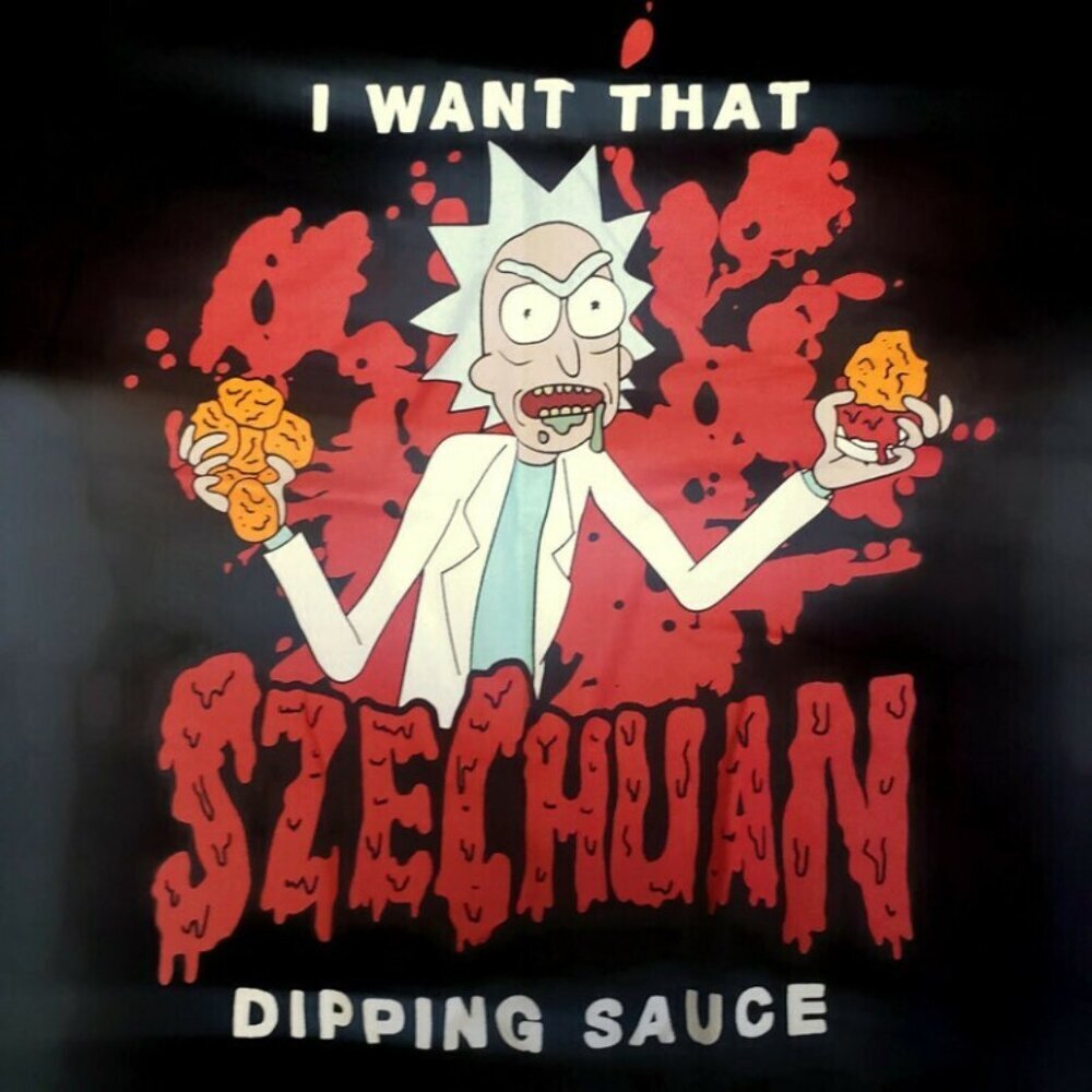 Rick & Morty Adult Mens Small T Shirt Szechuan Sauce Short Sleeve Swim Black - Picture 2 of 5